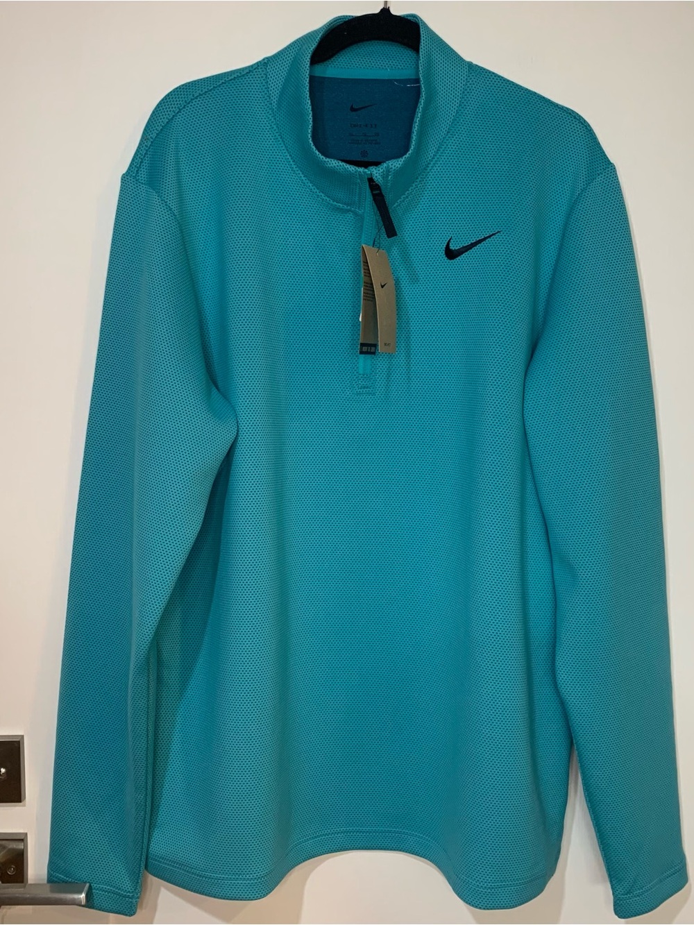 Nike DRI FIT Victory Therma Flex Men’s XL  Blue/Teal 1/4 Zip Long Sleeve. NWT